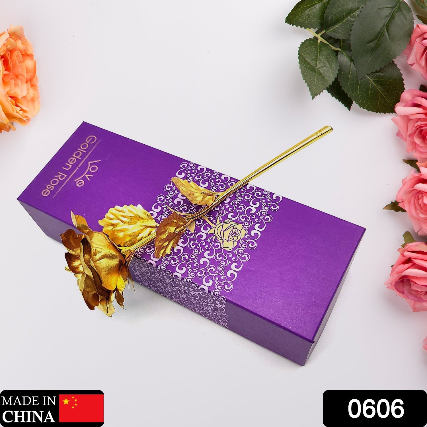 0606 Luxury Decorative Gold Plated Artificial Golden Rose with Premium Box 0606 Luxury Decorative Gold Plated Artificial Golden Rose with Premium Box